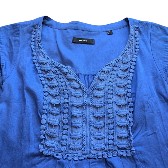 Marcs Dress Periwinkle Blue Cotton Broderie Lace Panel Silk Coquette Women's 6 - Picture 12 of 15